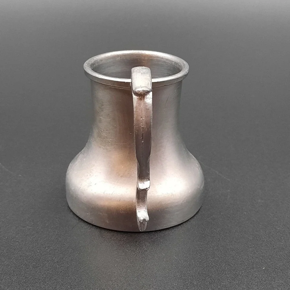 Vintage Italian Pewter Miniature‎ Teapot Creamer With Ornate Handle & Spout